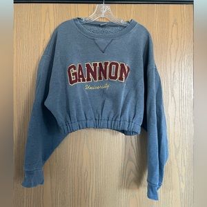 Oversized cropped Gannon University crew neck